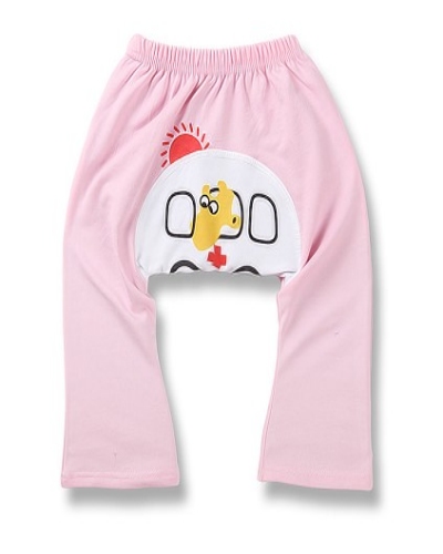 Kids cartoon pants light pink with white yellow